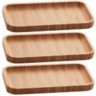 Kit 3 Bandejas de Bambu Retangular para Cozinha 20x10cm Petisqueiras Multiuso Hire Lyor