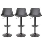 Kit 3 Banquetas Altas Com Encosto Alto Estofado Para Cozinha Americana Ilha Bancada Roma Preta