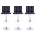 Kit 3 Banquetas Altas Estofadas Com Encosto Confortável Para Bar Balcão Bancada Bistro Cozinha Gomos Preto