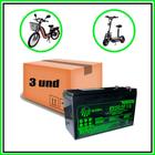 Kit 3 Bateria Selada 12v 10ah Ciclo Profundo Bike Scooter - Global