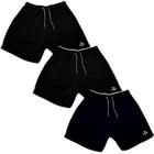 Kit 3 Bermuda Shorts Masculino Esporte Azul Preto Básico