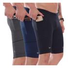Kit 3 Bermudas De Compressão Masculina Com Bolso Corrida
