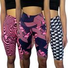 Kit 3 Bermudas Femininas Justas Cós Cintura Alta Estampas Sortidas Suplex Pp Ao Plus Size