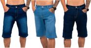 Kit 3 Bermudas Jeans Masculina Lycra Elastano