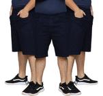 Kit 3 Bermudas Jeans Masculina Lycra Elastano Slim Premium Tradicional  Algodão Plus Size 58 ao 62