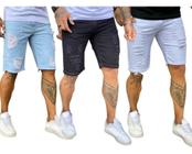 Kit 3 Bermudas jeans masculino rasgada masculina slim nf