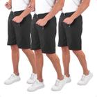 Kit 3 Bermudas Masculina Tactel Liso Academia Treino com Bolso Traseiro