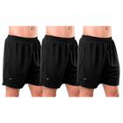 Kit 3 Bermudas Masculinas Academia e Esportes Preto Básico pro Verão Elite