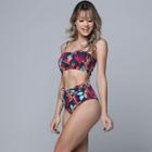 Kit 3 Biquínis Top Faixa Cintura Alta Hot Pants Estampado