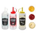 Kit 3 Bisnagas Pote Plástica Maionese Ketchup Mostarda 350Ml