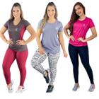 Kit 3 Blusa Academia Feminina DryFit Camisa Fitness Leve e Confortável