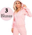 kit 3 Blusa Moletom Zíper Casual estilosa