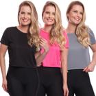 Kit 3 Blusas Cropped Feminina Dry Academia Treino Camiseta Camisa Esportiva Esporte