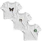 Kit 3 Blusas Cropped Tshirt Camiseta Feminina Blusinha