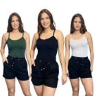 Kit 3 Blusas Feminina Alcinha Regata Basica Tendência Verão