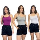 Kit 3 Blusas Feminina Alcinha Regata Basica Tendência Verão