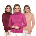 Kit 3 Blusas Feminina Manga Longa com Botão Sueter Tricô Inverno 2024