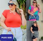 Kit 3 Blusas Plus Size Modelagem Tecido Fino Elegante Verão