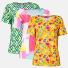 Kit 3 Blusas Tunicas Liganete Feminina Senhora Estampada