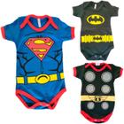 Kit 3 Body Bebe de Verão Personagens Batman Super Homem Thor