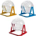 Kit 3 Bola Globo de Exercícios Brinquedo com Suporte Plástico Hamster Roedores Cores Sortidas