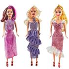 Kit 3 Bonecas Fashion girl Fashionista Vestidos brinquedo