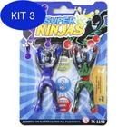 Kit 3 Boneco Gruda Gruda Super Ninja Colors Com 2 Pecas Na Cartela