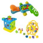 Kit 3 Brinquedo Didatico Bebe Montar Encaixe Formas Letras Numeros Castelinho Hipopotamo Interativo Relogio Educativo