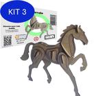 Kit 3 Brinquedo Quebra Cabeça 3D Cavalo Mdf