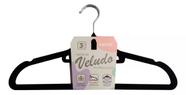 Kit 3 Cabides Veludo Preto Camisa Roupa Antideslizante Slim - Rayco