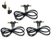 Kit 3 Cabo Som Audio Auxiliar P2 X P2 Estereo 90º Graus L 1.5 Metros