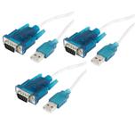 Kit 3 Cabos Conversor Usb Rs232 Porta Serial 9 Pinos Hl-340