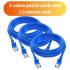 Kit 3 cabos de rede cat6 patch cord 1.5 metros cada Original Furukawa