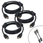 Kit 3 Cabos Hdmi 2.0 4K Ultra 3D C/Filtro 30AWG Dourado Mxt