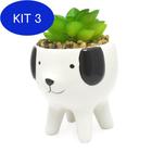 Kit 3 Cachepot Vaso Vasinho Com Suculenta Plantinha Cachorro - FWB