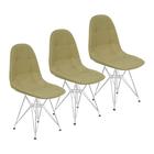 Kit 3 Cadeiras Charles Eames Botonê Eiffel Base Metal Cromado