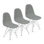 Kit 3 Cadeiras Charles Eames Botonê Eiffel Base Metal