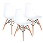 Kit 3 Cadeiras Charles Eames Eiffel Base Madeira Sala De Jantar Cozinha Branco Branco