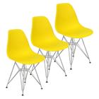 Kit 3 Cadeiras Charles Eames Eiffel Base Metal Cromado