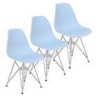 Kit 3 Cadeiras Charles Eames Eiffel Base Metal Cromado ul