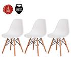 Kit 3 Cadeiras De Jantar Charles Eames Eiffel Base Madeira