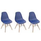 Kit 3 Cadeiras Eames Design Colméia Eloisa Azul Escuro