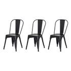 Kit 3 Cadeiras Tolix Iron Design Preto Fosco Aço Industrial Sala Cozinha Jantar Bar