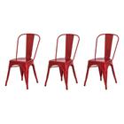 Kit 3 Cadeiras Tolix Iron Design Vermelha Aço Industrial Sala Cozinha Jantar Bar