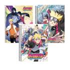 Kit 3 Cadernos Universitário Capa Dura Naruto Boruto 80Fls