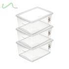 Kit 3 Caixa Organizadora 30l Ordene Design Moderno Cristal