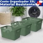 Kit 3 Caixas Cesto Organizador Multiuso Rattan S/ Tampa 33 LITROS (46x34x24) - Usual Utilidades