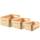 Kit 3 Caixas Organizadora Cesto Bambu Dispensa Com Alças Decorativa 5L/4L/2,3L
