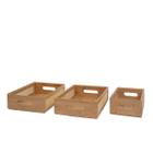 Kit 3 caixas organizadoras empilháveis de bambu e palhinha 2 de 32cm e 1 de 24cm - Oikos