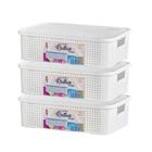 Kit 3 Caixas Organizadoras Multiuso Rattan 10 litros Empilhavel Resistente - Plastsu